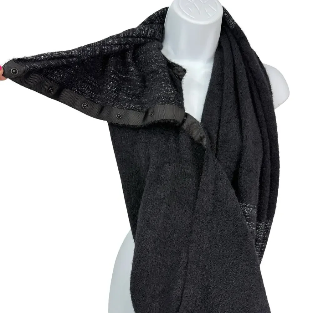 Stella & Dot Kaci Versatile 2-in-1 Scarf Wrap Knit Soft Black Metallic